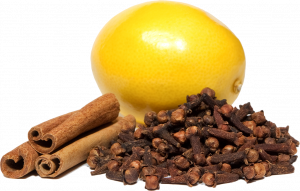 Lemon, clove, and cinnamon